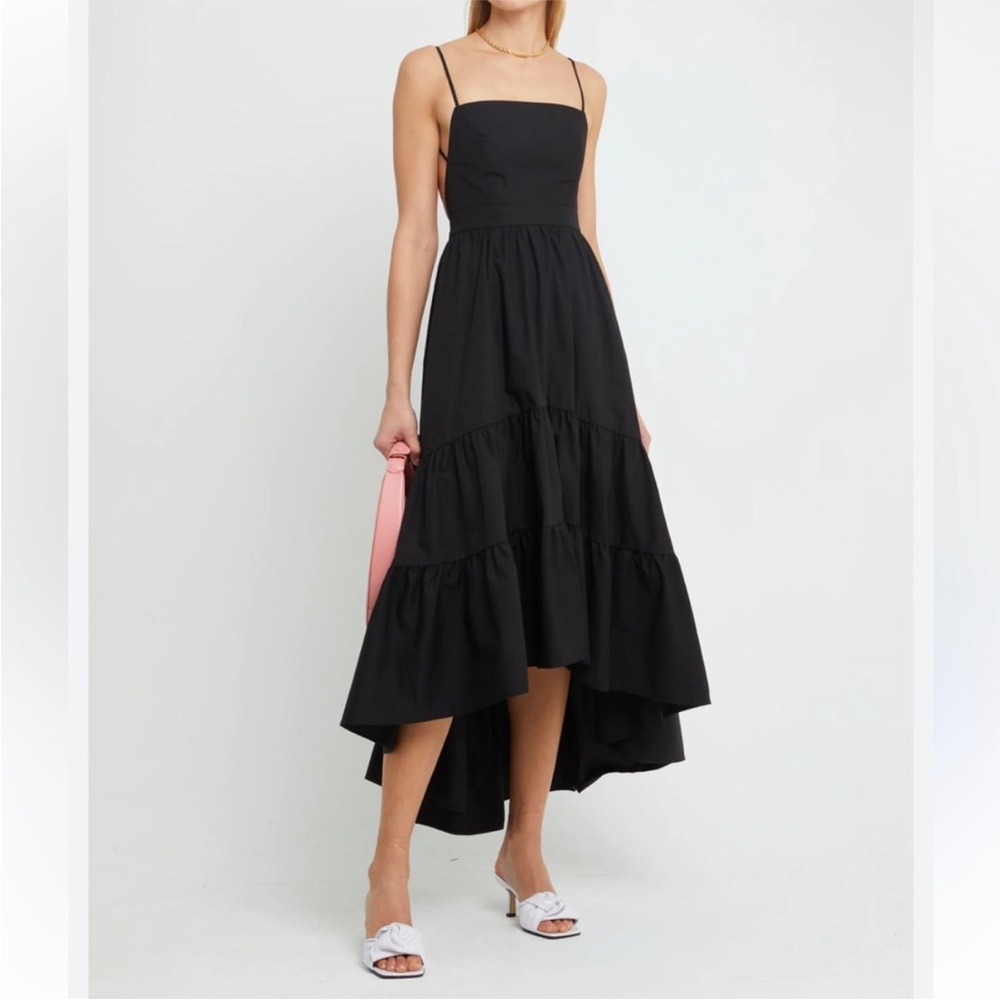 Aqua Dionne Backless Dress Elegant High low Black Sleeveless Dress